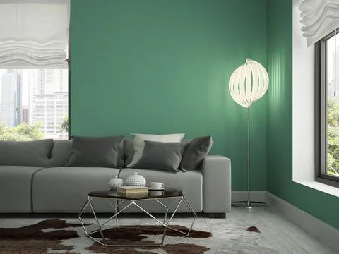 Interior of modern design room 3D rendering Stock Illustration