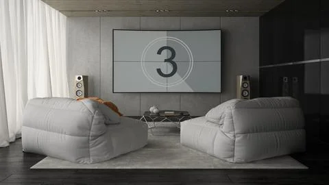 Interior of modern design room 3D rendering Stock Illustration