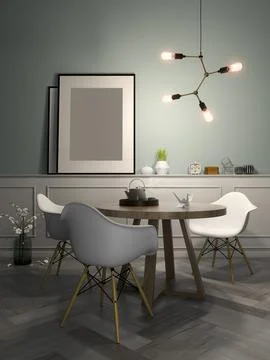 Interior modern design room 3D illustration Stock Illustration