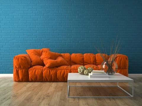 Interior of modern design room 3D rendering Stock Illustration