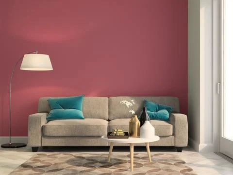 Interior modern design room 3D illustration Stock Illustration
