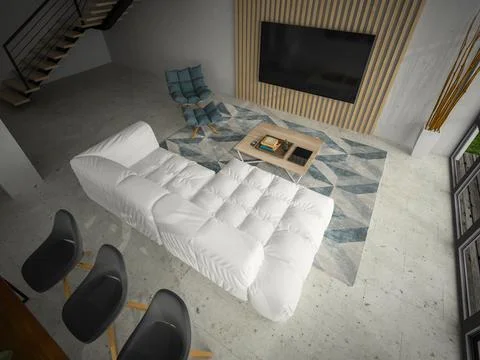 Interior modern design room 3D illustration Stock Illustration