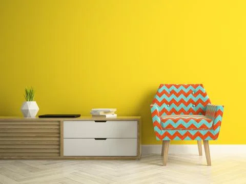 Interior modern design room 3D illustration Stock Illustration