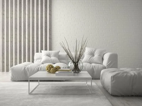 Interior of modern design room 3D rendering Stock Illustration