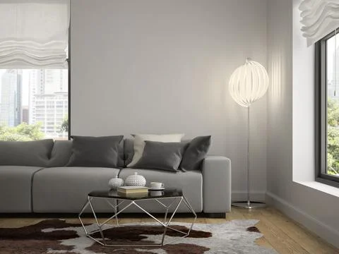 Interior of modern design room 3D rendering Stock Illustration