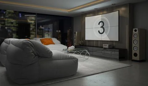Interior of modern design room 3D rendering Stock Illustration