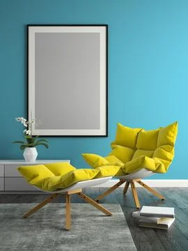 Interior of modern design room 3D illustration Stock Illustration