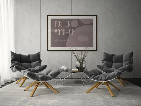 Interior of modern design room 3D illustration Stock Illustration