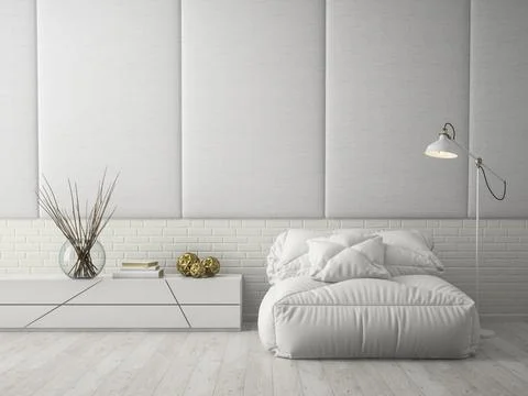 Interior of modern design room 3D rendering Stock Illustration