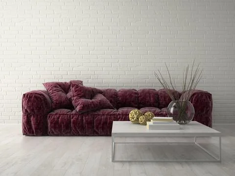 Interior of modern design room 3D rendering Stock Illustration