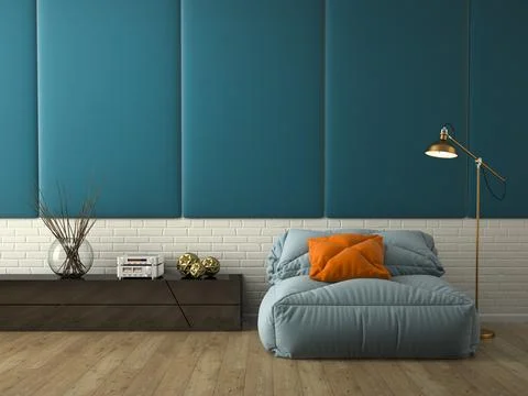 Interior of modern design room 3D rendering Stock Illustration