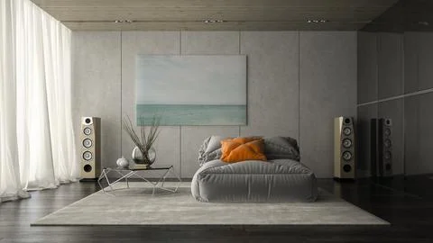 Interior of modern design room 3D rendering Stock Illustration