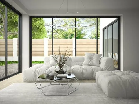Interior of modern design room 3D rendering Stock Illustration