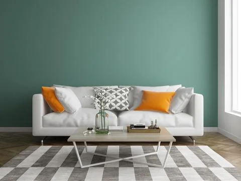 Interior modern design room 3D illustration Stock Photos