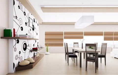 Interior of modern dining room Stock Illustration
