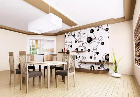 Interior of modern dining room Stock Illustration