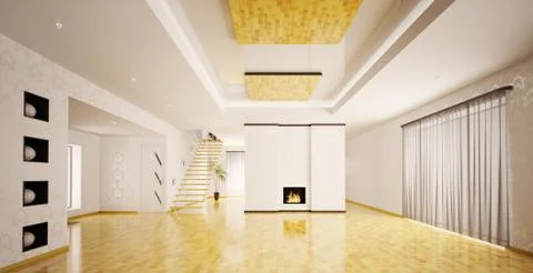 Interior of modern empty apartment panorama Stock Illustration
