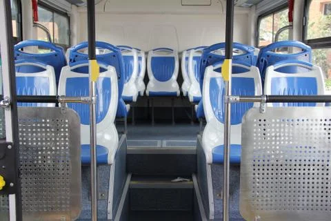 Interior of a modern empty city bus Stock Photos