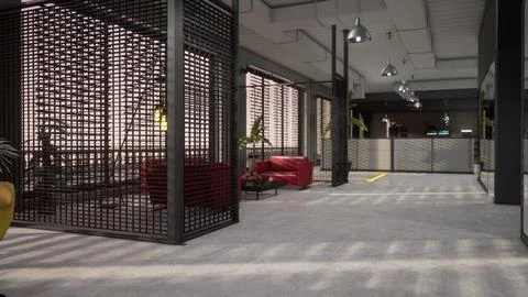 Interior of modern empty office building Ilustración de archivo