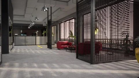 Interior of modern empty office building Ilustración de archivo