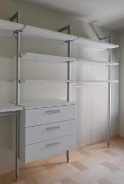 Interior of modern empty wardrobe room Stock Photos