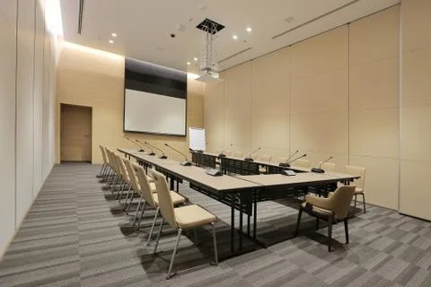 Interior of modern fully equipped facilities meeting conference room Stock Photos