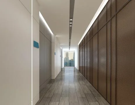 Interior Modern Hotel Corridor 3D Illustration Illustration