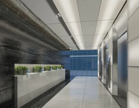 Interior Modern Hotel Corridor 3D Illustration Stockillustratie