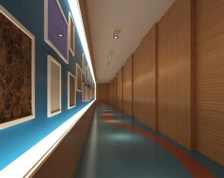 Interior Modern Hotel Corridor 3D Illustration 库存插图