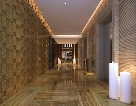 Interior Modern Hotel Corridor 3D Illustration Stock-Illustration