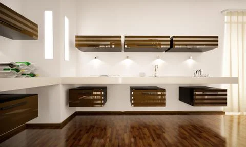 Interior of modern kitchen 3d render Stock Illustration