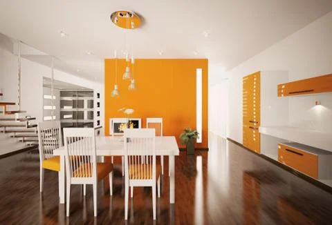 Interior of modern kitchen 3d render Illustrazione stock