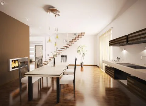 Interior of modern kitchen 3d render Stock Illustration