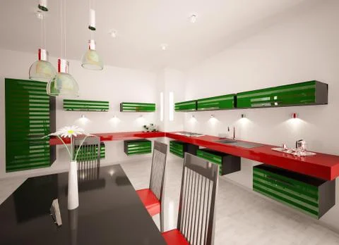Interior of modern kitchen 3d render Stock Illustration