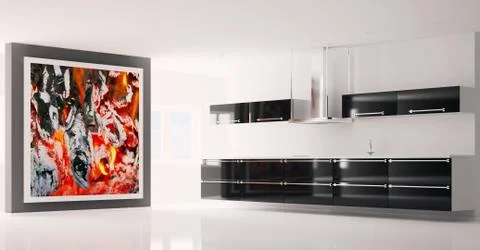 Interior of modern kitchen 3d render Stock Illustration