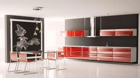 Interior of modern kitchen 3d render Stock Illustration