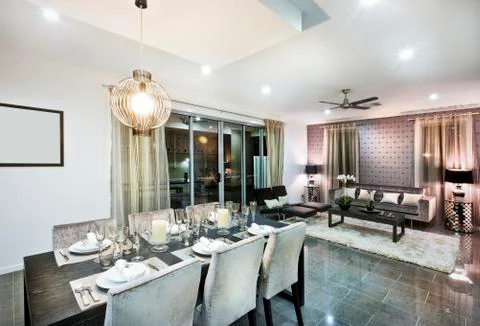 Interior of a modern kitchen and dining room Stock Photos
