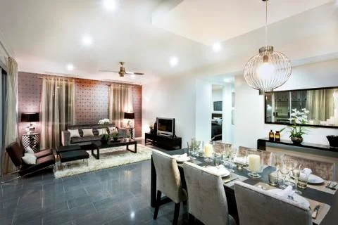 Interior of a modern kitchen and dining room Stock Photos