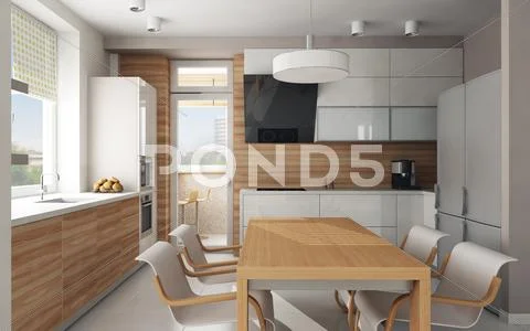 Interior of modern kitchen Stock Photos