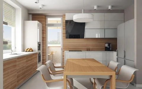Interior of modern kitchen Stock Photos