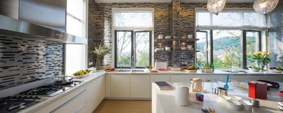 Interior of modern kitchen Stock Photos