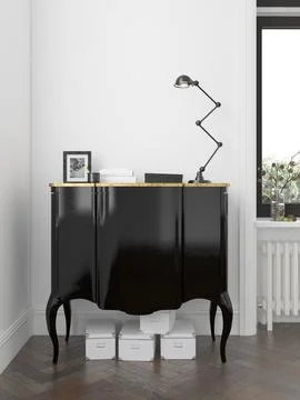 Interior of modern living room with commode 3D rendering Stock Illustration