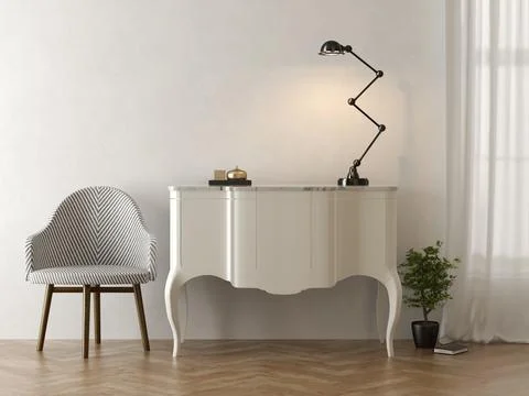 Interior of modern living room with table 3D rendering Ilustração Stock