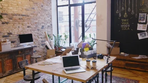 Interior of Modern Loft Office Stock Footage 115442090