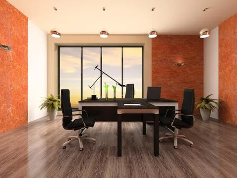 Interior of the modern office 3d rendering Stock Illustration