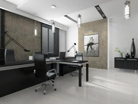 Interior of the modern office 3d rendering Stock Illustration
