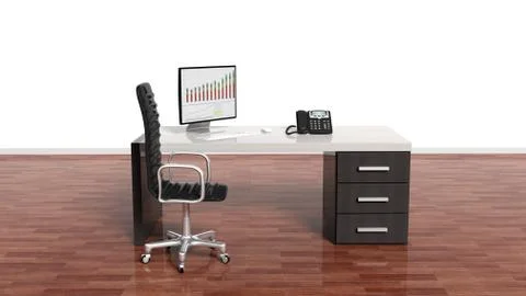 Interior of a modern office with a blank white wall Ilustración de archivo
