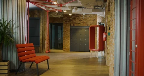 Interior of Modern Office - Corridor Stock Footage 129026725
