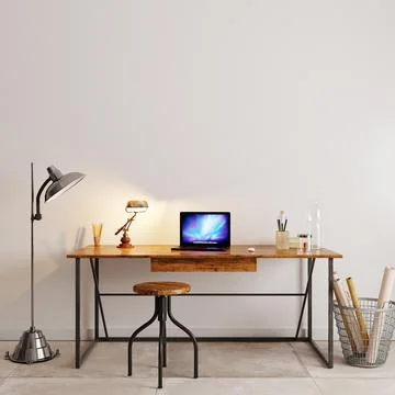 Interior of a modern office in front of the white wall, 3d render Stock Illustration