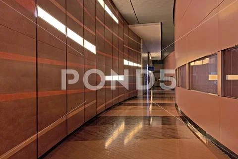 Interior of modern office, hallway, wall and lighting design Stock-Fotos